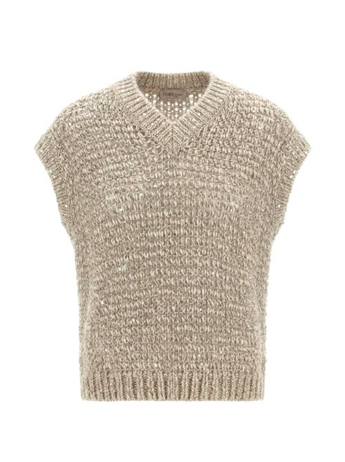 Hernogilet con scollo a V decorato con paillettes HERNO | MV00009DR703351100 NATURALE